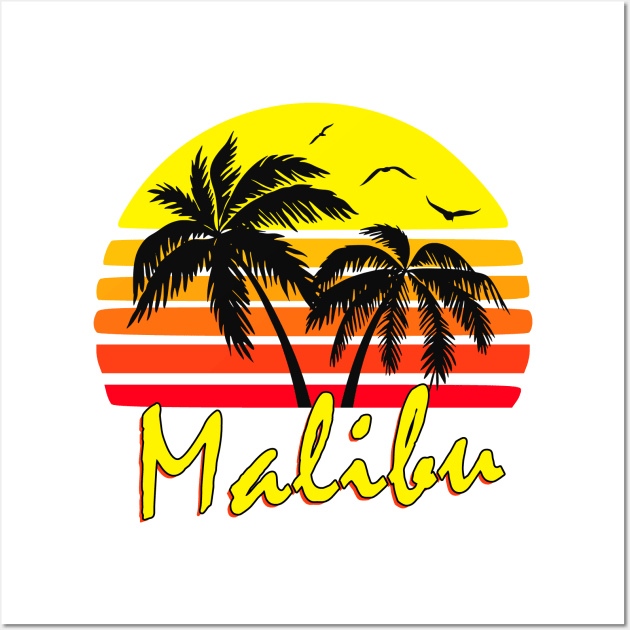 Malibu Retro Sunset Wall Art by Nerd_art